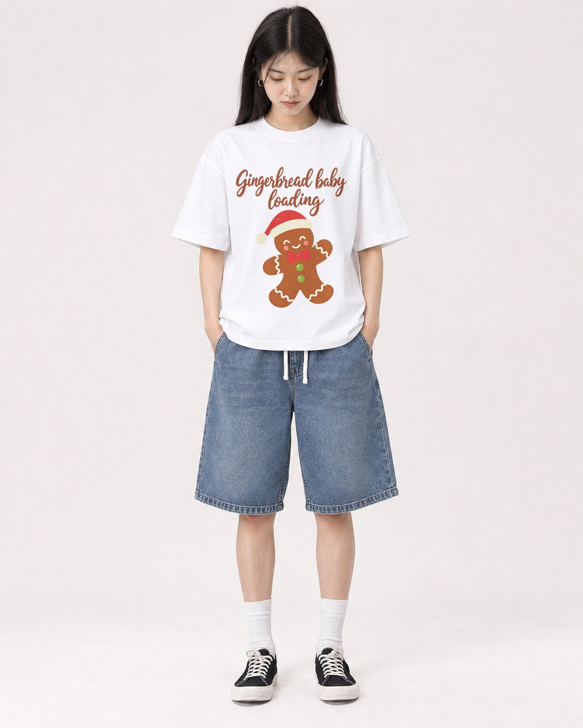 Mockup Boxy Heavyweight Tee White female full-body 01