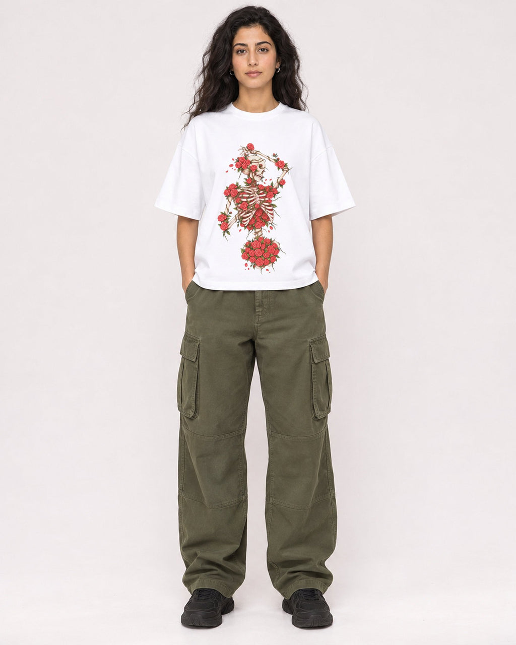 Mockup Boxy Heavyweight Tee White female full-body 07