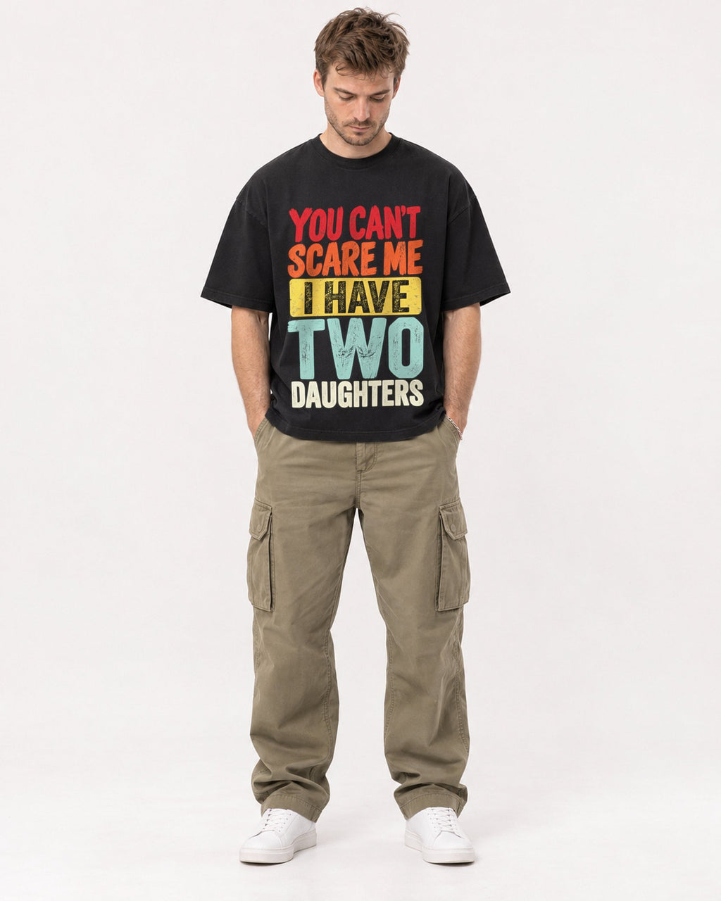 Mockup Boxy Heavyweight Tee Black male full-body 08