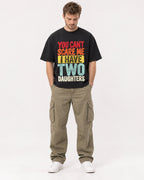 Mockup Boxy Heavyweight Tee Black male full-body 08
