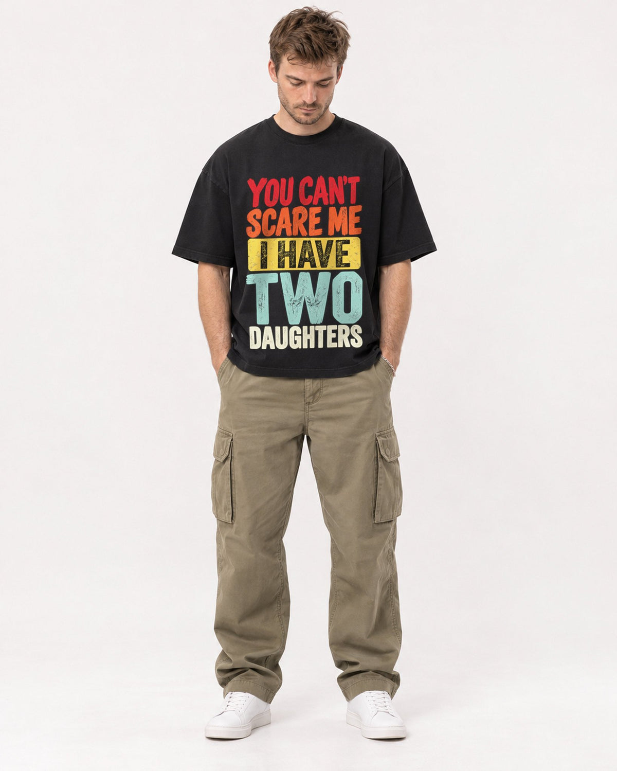 Mockup Boxy Heavyweight Tee Black male full-body 08
