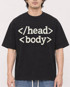Mockup Boxy Heavyweight Tee Black male close-up 03