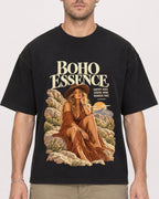 Mockup Boxy Heavyweight Tee Black male close-up 08