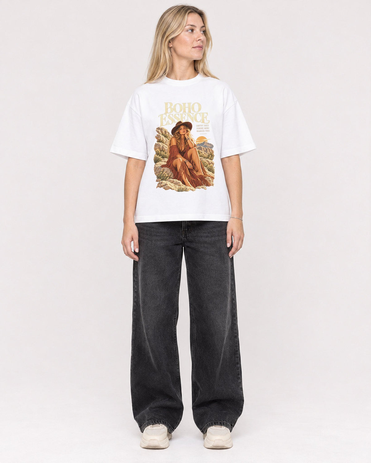 Mockup Boxy Heavyweight Tee White female full-body 08