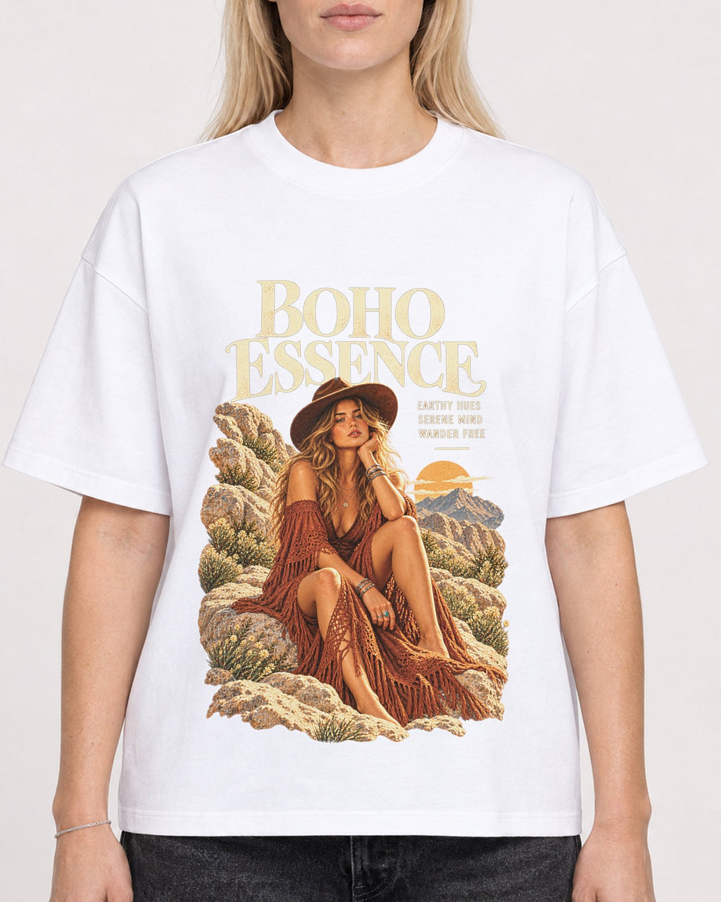 Mockup Boxy Heavyweight Tee White female close-up 08