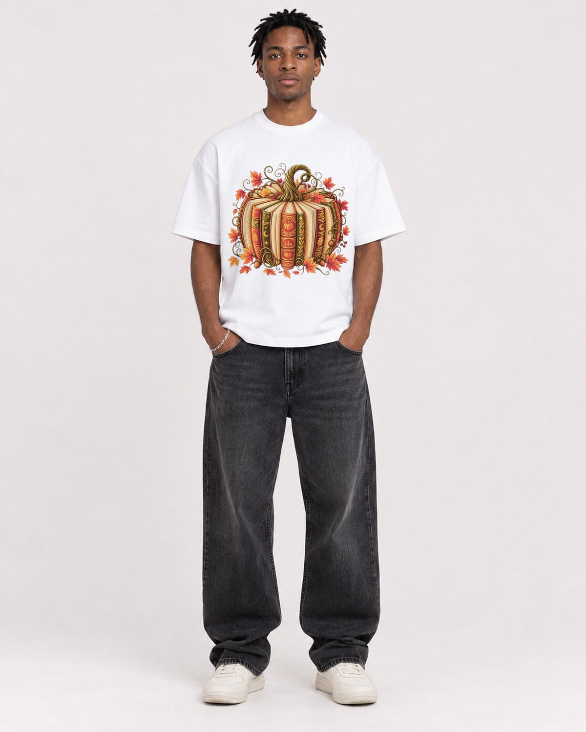 Mockup Boxy Heavyweight Tee White male full-body 05