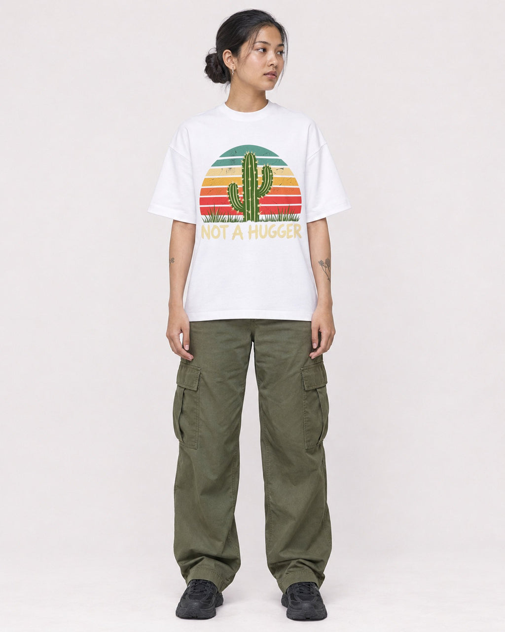 Mockup Boxy Heavyweight Tee White female full-body 12