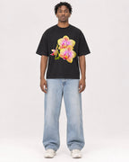 Mockup Boxy Heavyweight Tee Black male full-body 05