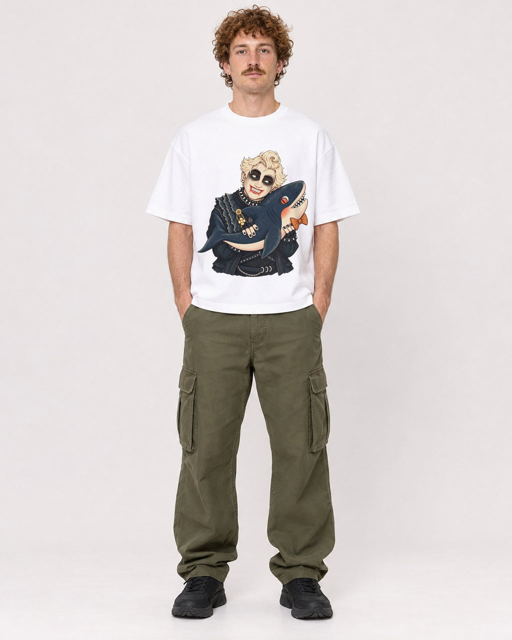 Mockup Boxy Heavyweight Tee White male full-body 09