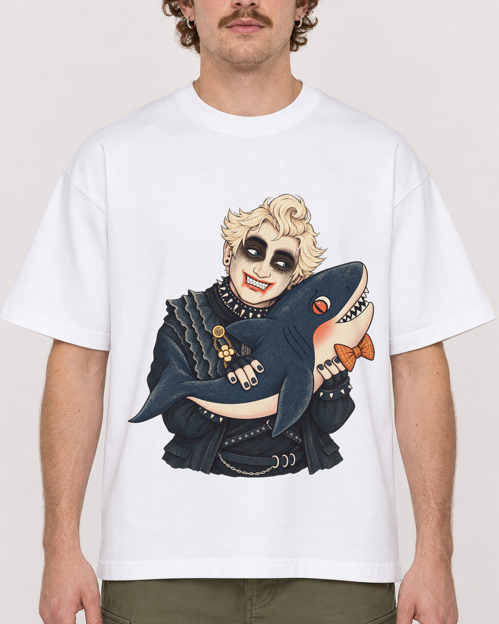Mockup Boxy Heavyweight Tee White male close-up 09
