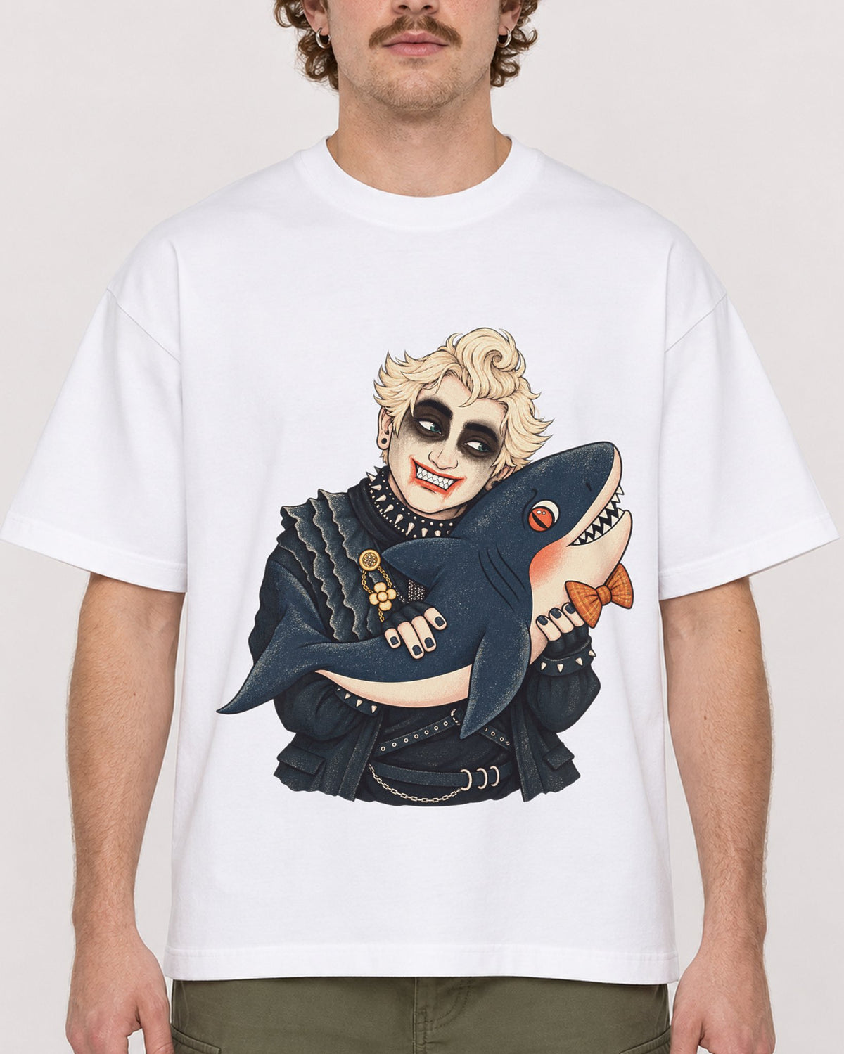 Mockup Boxy Heavyweight Tee White male close-up 09