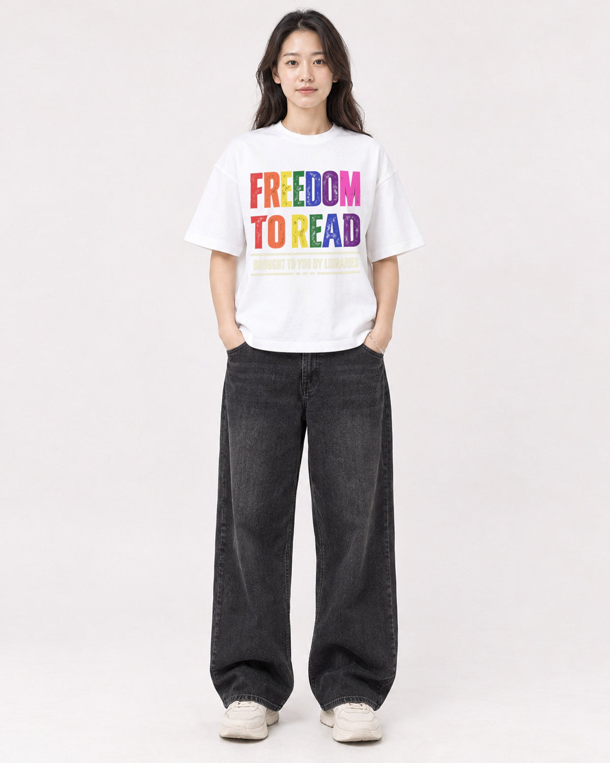 Mockup Boxy Heavyweight Tee White female full-body 03