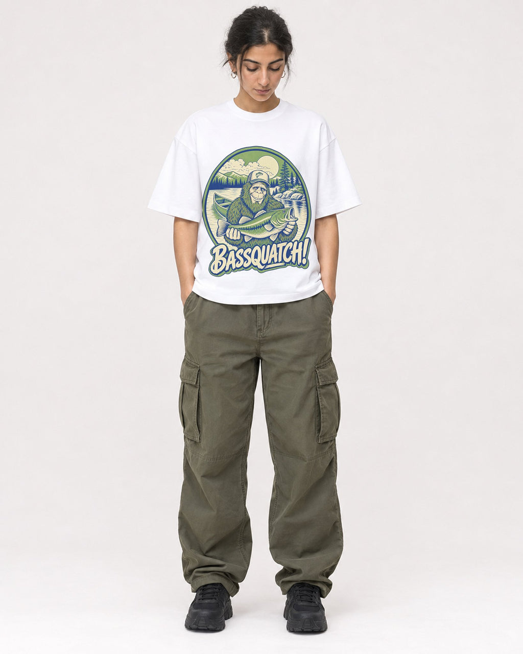 Mockup Boxy Heavyweight Tee White female full-body 17