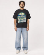 Mockup Boxy Heavyweight Tee Black male full-body 17