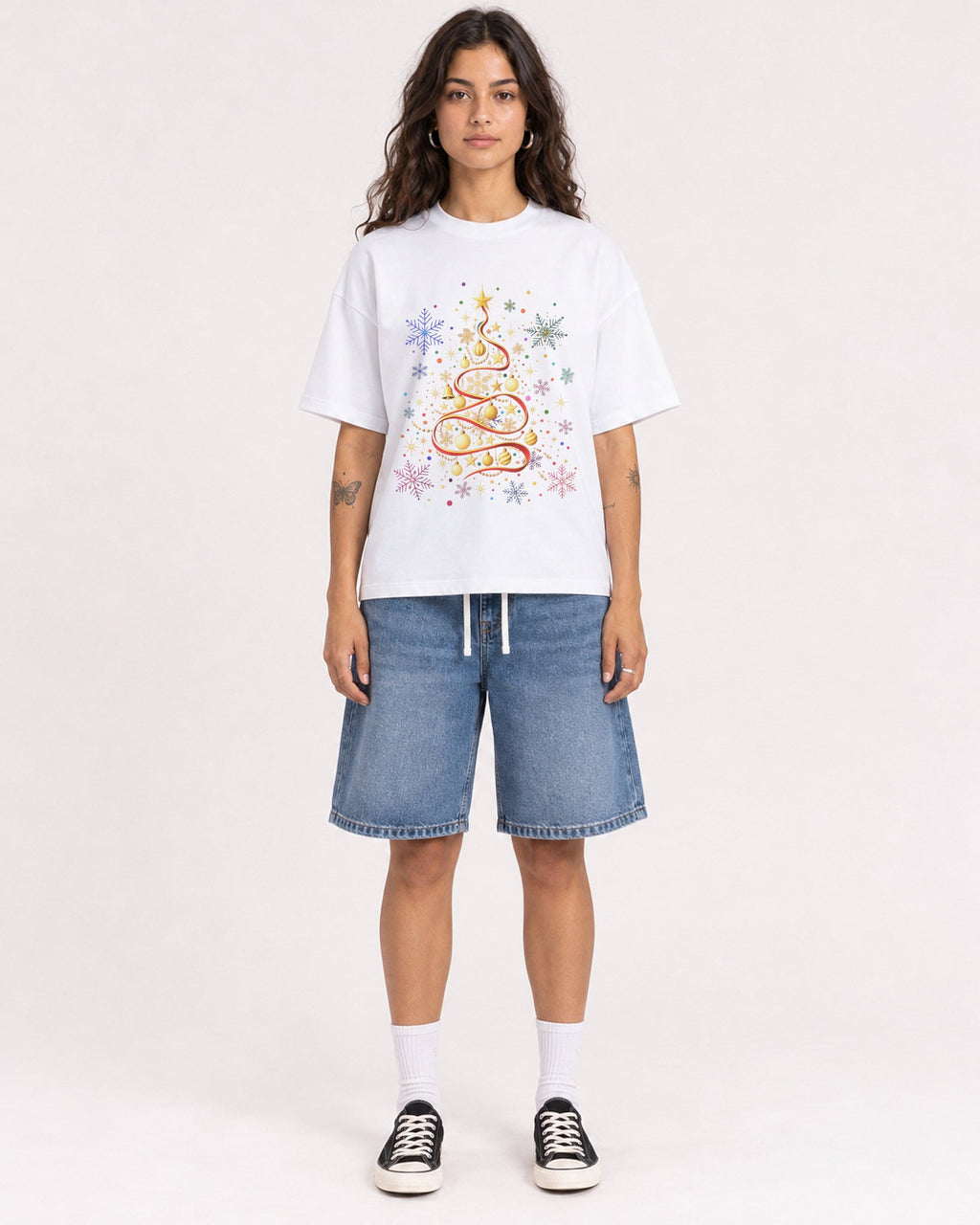 Mockup Boxy Heavyweight Tee White female full-body 06