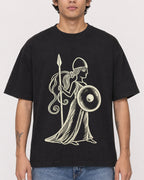 Mockup Boxy Heavyweight Tee Black male close-up 06