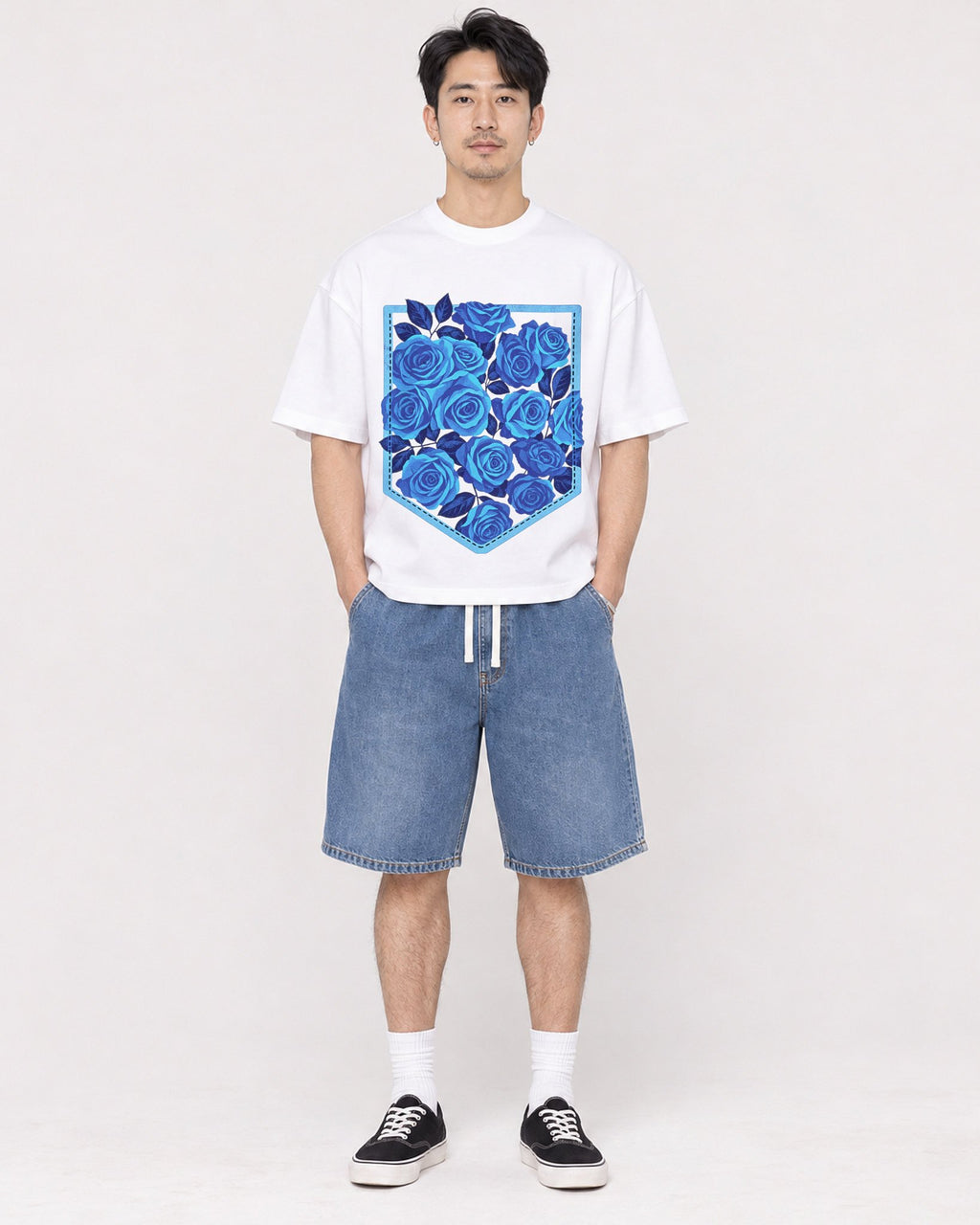 Mockup Boxy Heavyweight Tee White male full-body 13