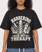 Mockup Boxy Heavyweight Tee Black female close-up 05