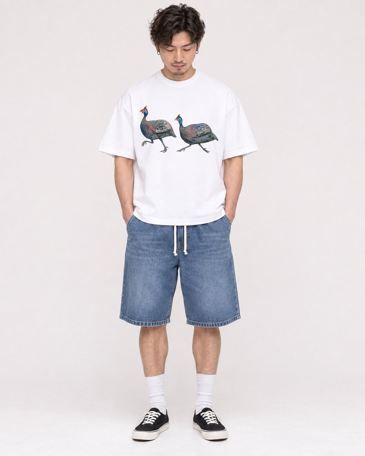 Mockup Boxy Heavyweight Tee White male full-body 03