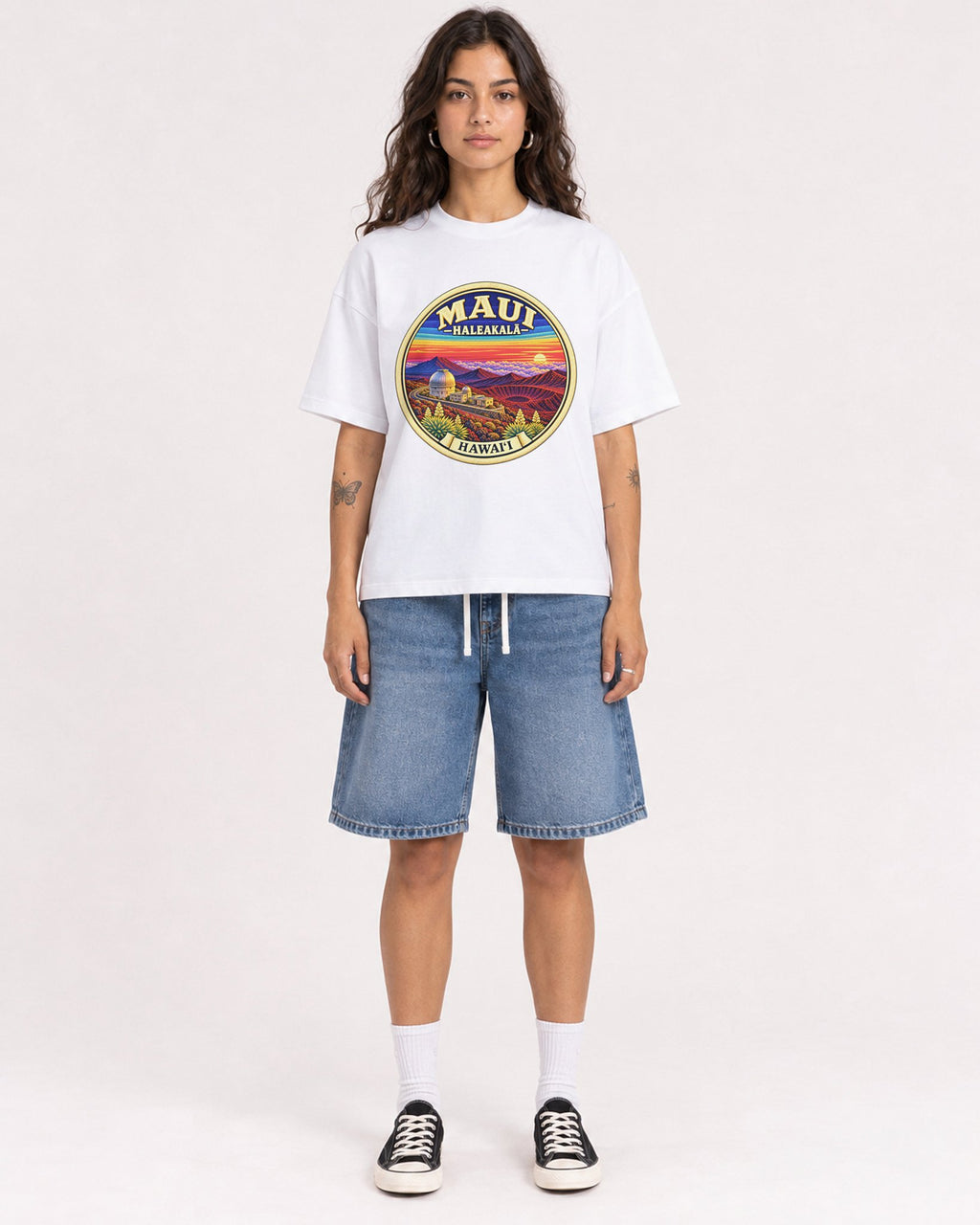 Mockup Boxy Heavyweight Tee White female full-body 06