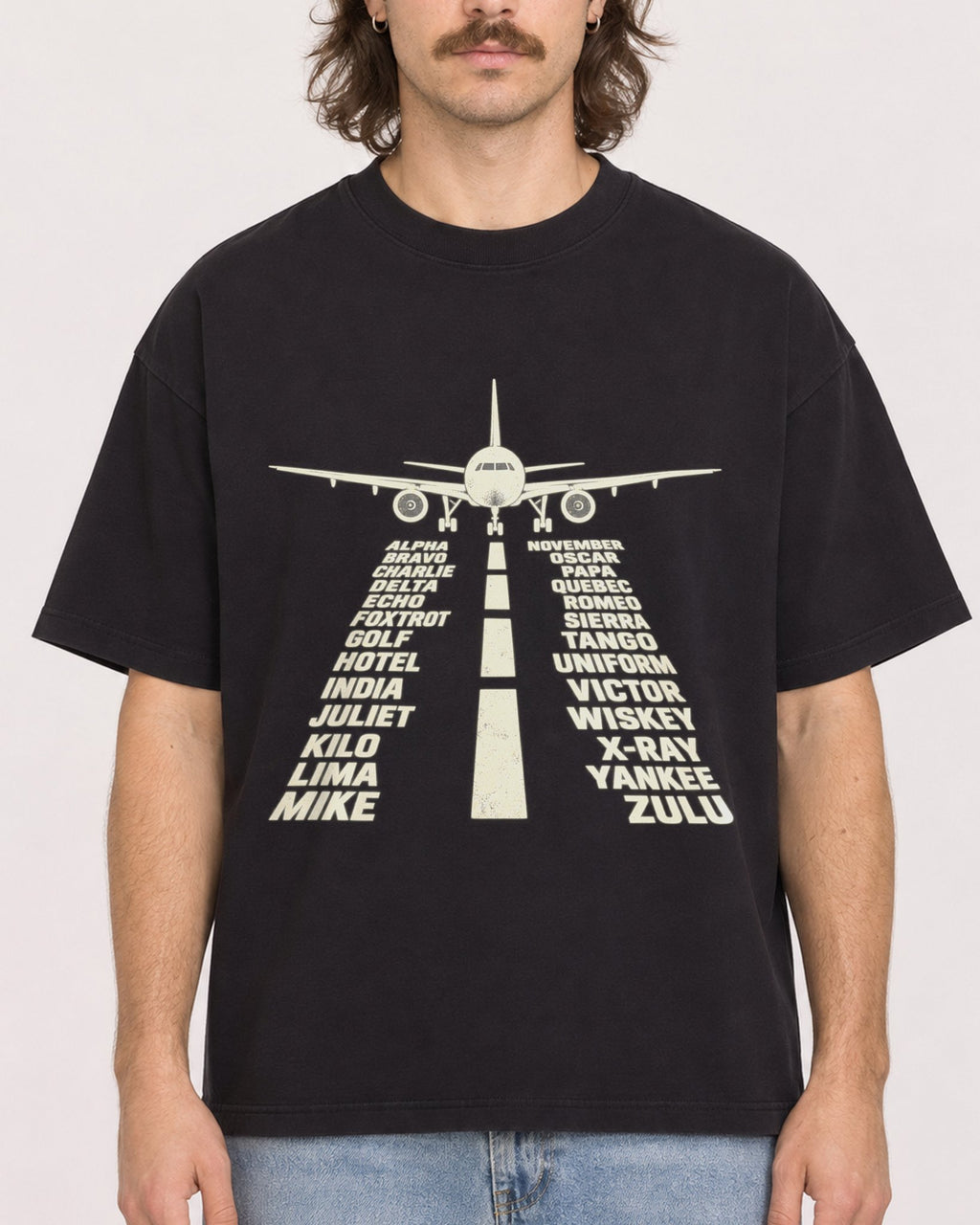 Mockup Boxy Heavyweight Tee Black male close-up 49