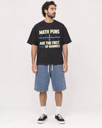 Mockup Boxy Heavyweight Tee Black male full-body 47