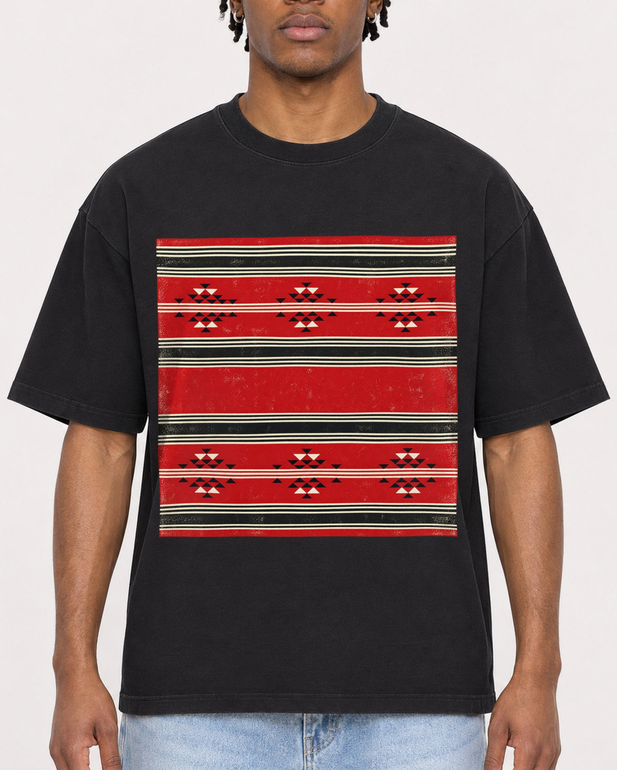 Mockup Boxy Heavyweight Tee Black male close-up 05
