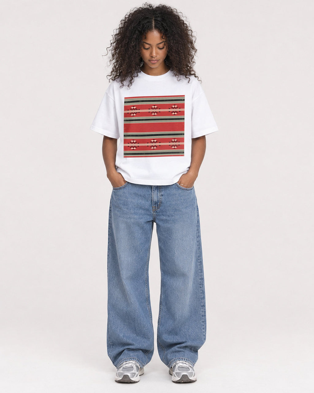 Mockup Boxy Heavyweight Tee White female full-body 05