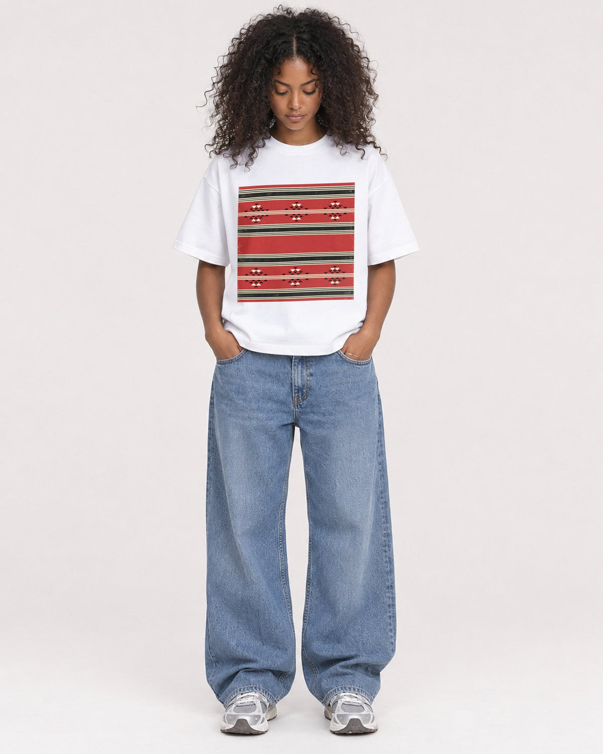 Mockup Boxy Heavyweight Tee White female full-body 05
