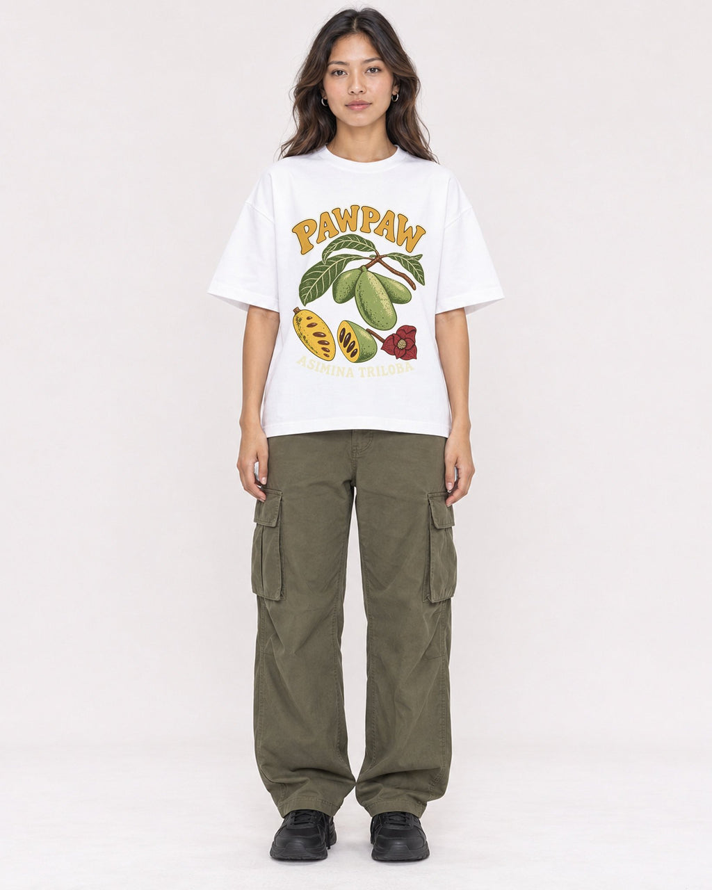 Mockup Boxy Heavyweight Tee White female full-body 02