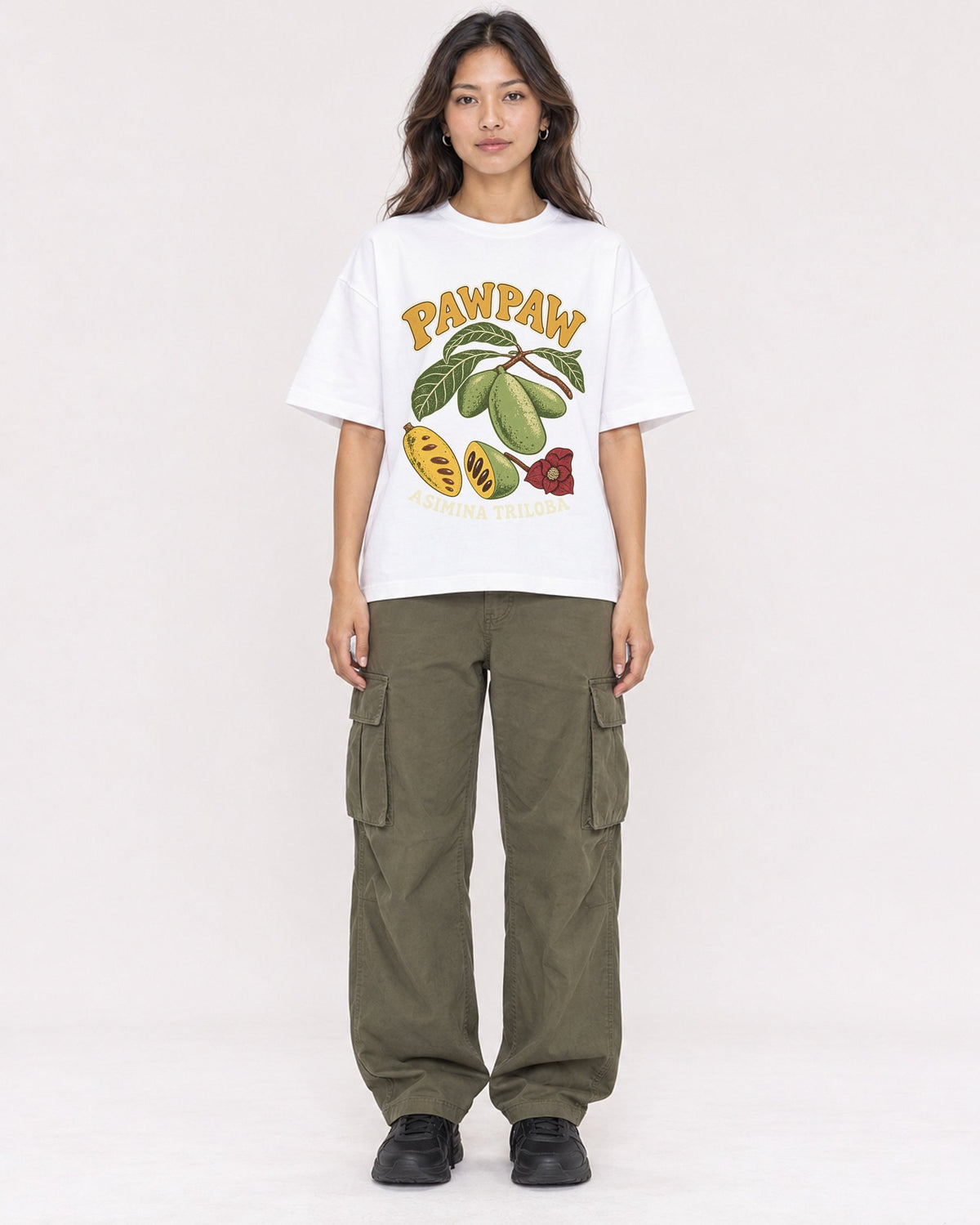 Mockup Boxy Heavyweight Tee White female full-body 02