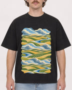 Mockup Boxy Heavyweight Tee Black male close-up 09