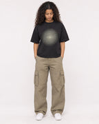 Mockup Boxy Heavyweight Tee Black female full-body 10