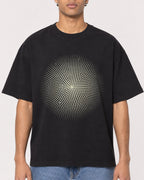 Mockup Boxy Heavyweight Tee Black male close-up 10