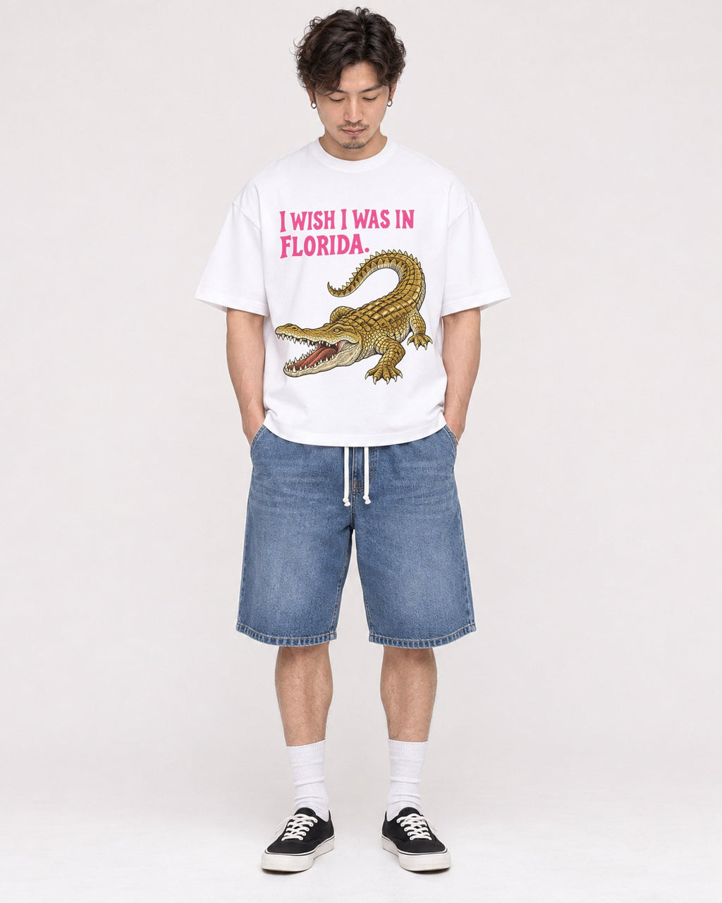 Mockup Boxy Heavyweight Tee White male full-body 03