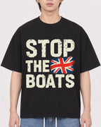 Mockup Boxy Heavyweight Tee Black male close-up 11