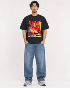 Mockup Boxy Heavyweight Tee Black male full-body 02