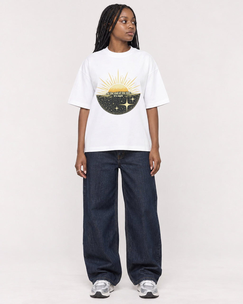 Mockup Boxy Heavyweight Tee White female full-body 04