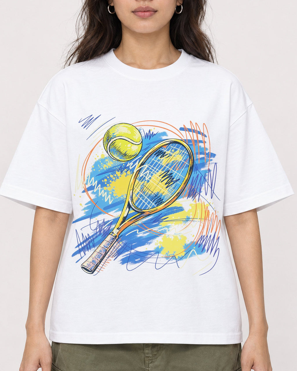 Mockup Boxy Heavyweight Tee White female close-up 02