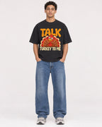 Mockup Boxy Heavyweight Tee Black male full-body 10