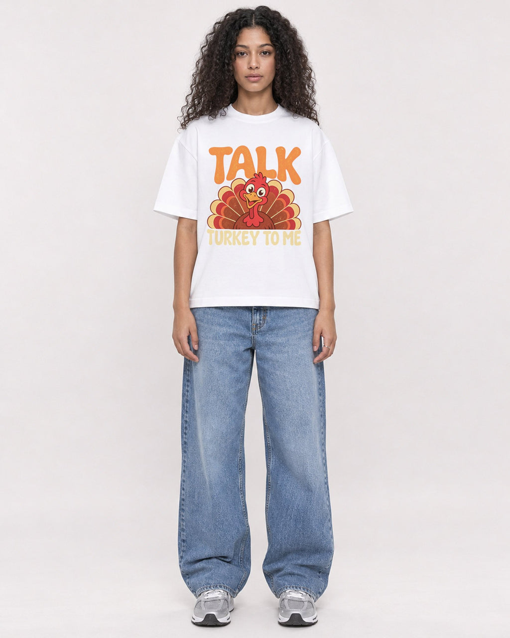 Mockup Boxy Heavyweight Tee White female full-body 10
