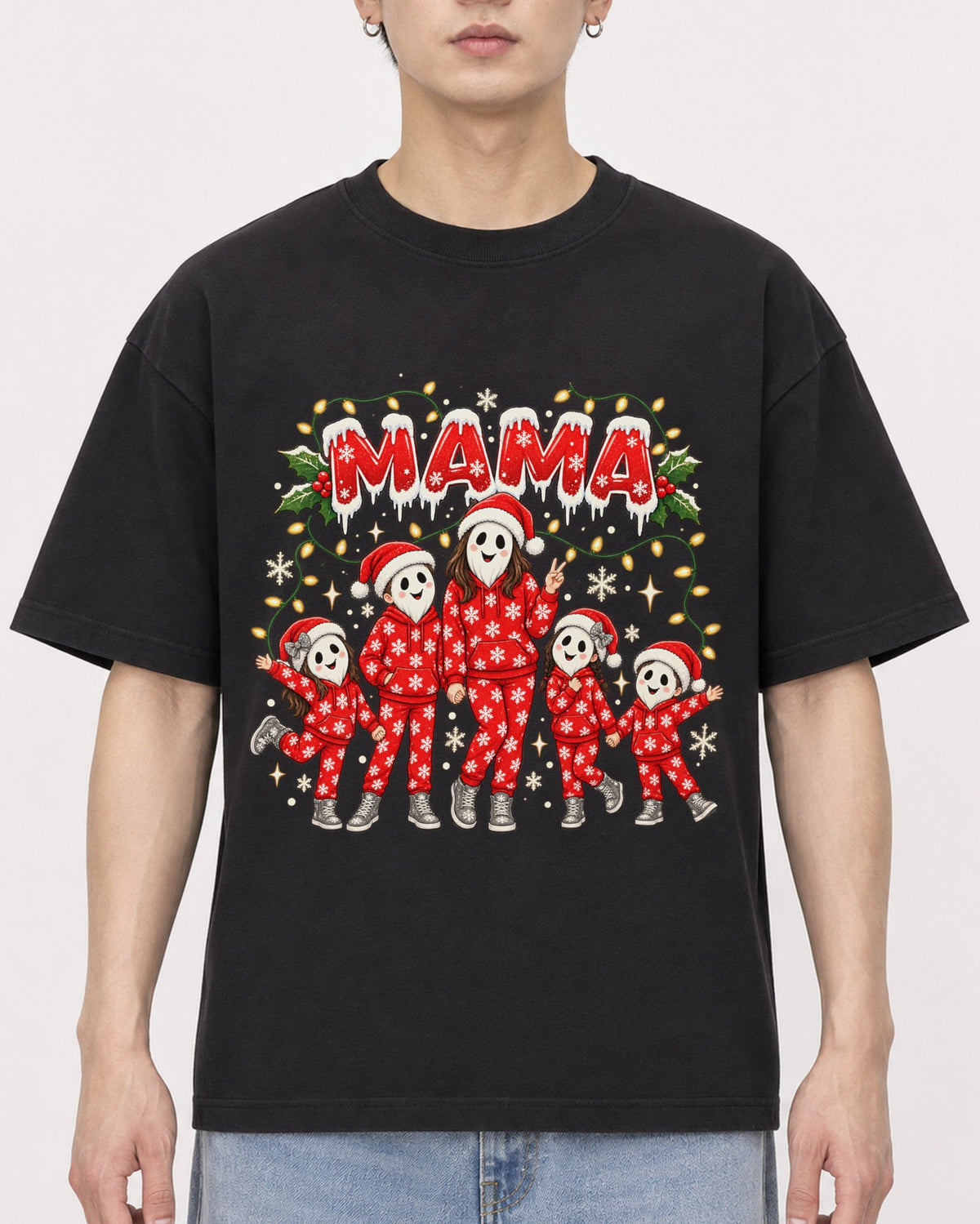 Mockup Boxy Heavyweight Tee Black male close-up 01