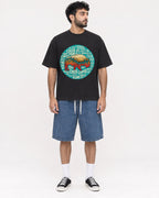 Mockup Boxy Heavyweight Tee Black male full-body 07