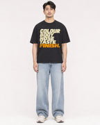 Mockup Boxy Heavyweight Tee Black male full-body 13