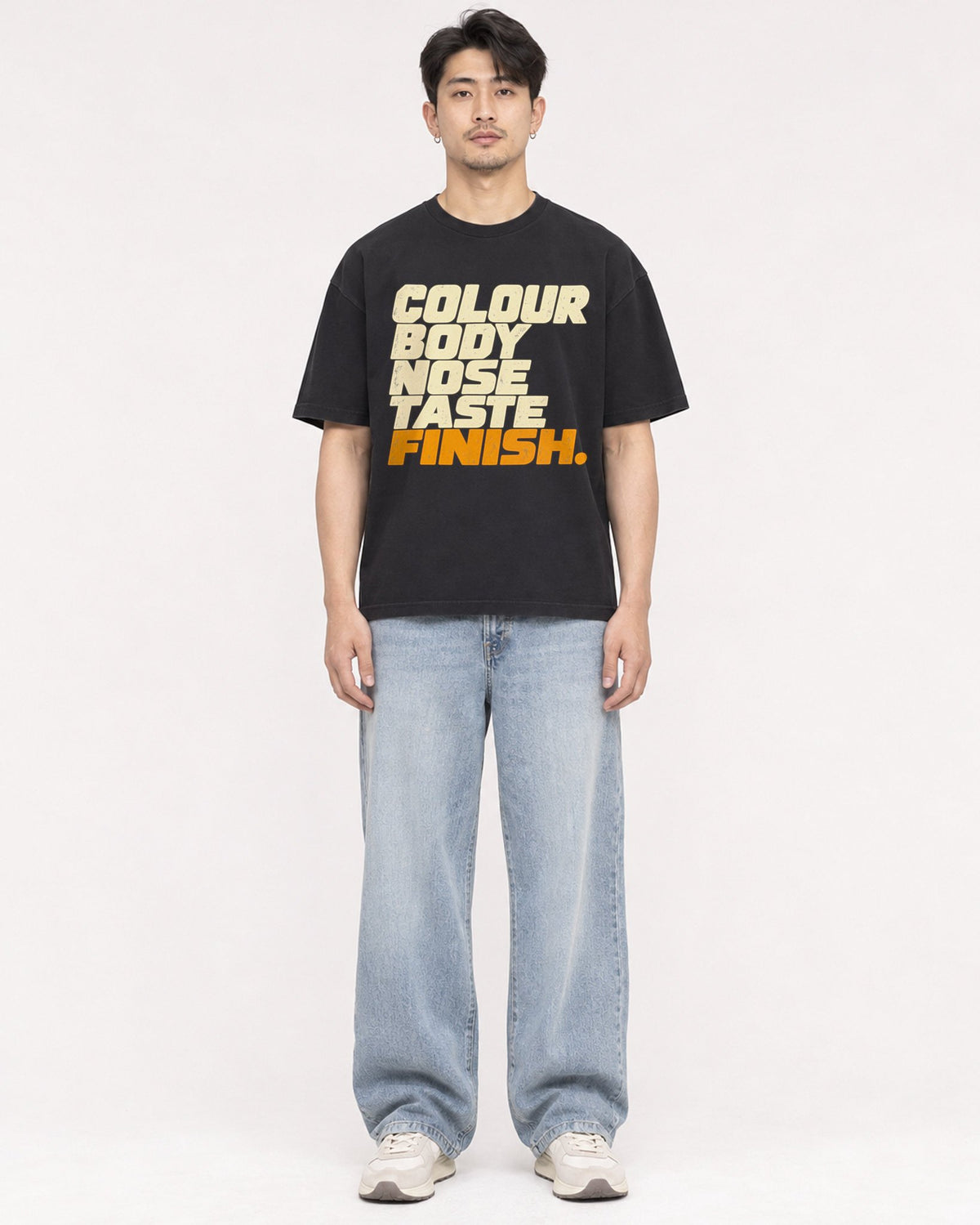 Mockup Boxy Heavyweight Tee Black male full-body 13