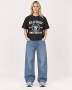 Mockup Boxy Heavyweight Tee Black female full-body 08