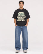 Mockup Boxy Heavyweight Tee Black male full-body 10