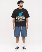 Mockup Boxy Heavyweight Tee Black male full-body 07