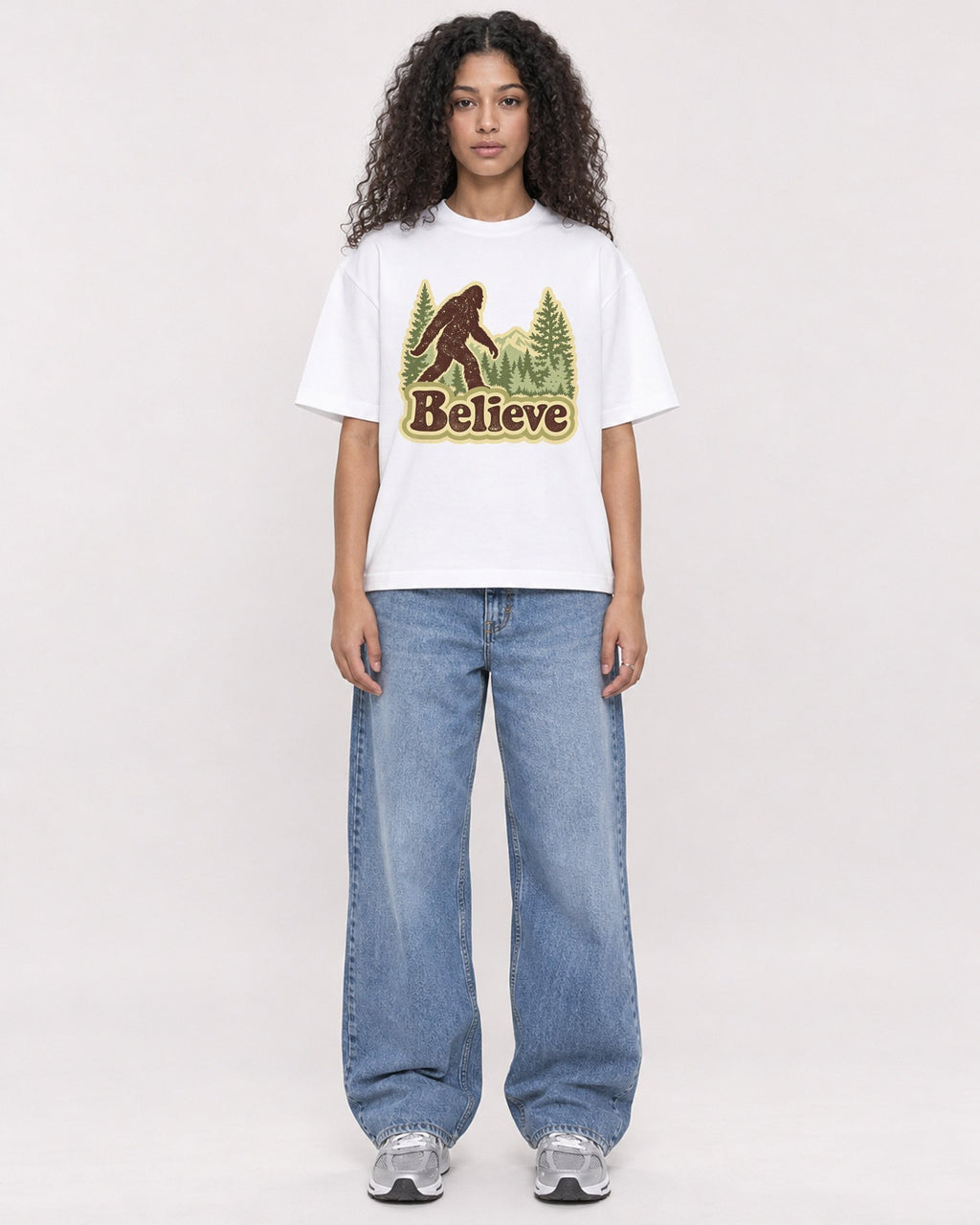 Mockup Boxy Heavyweight Tee White female full-body 10