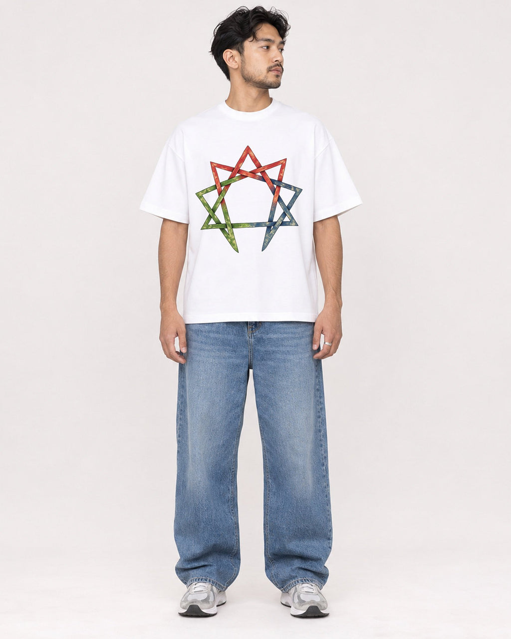 Mockup Boxy Heavyweight Tee White male full-body 02